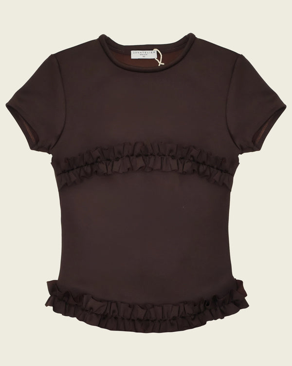 Brown Ruffled Tee
