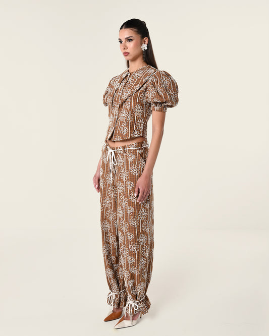 EMBROIDERED ROPE PANTS