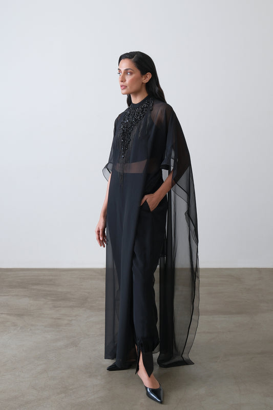 Black Embroidered Cape