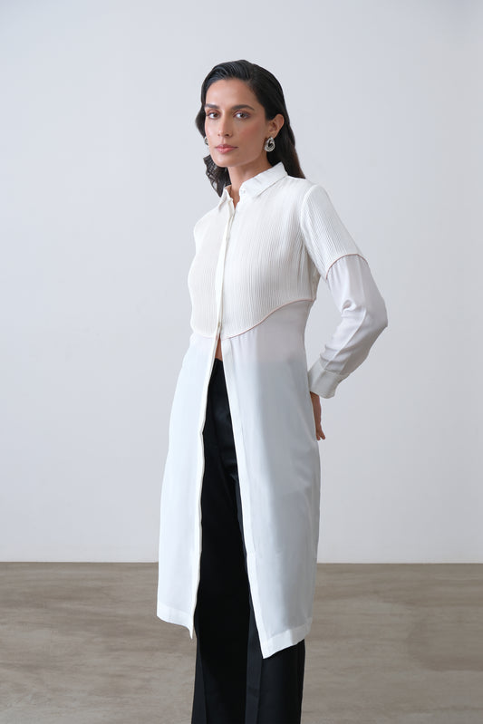 Off White Silk Crepe Shirt