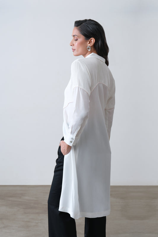 Off White Silk Crepe Shirt