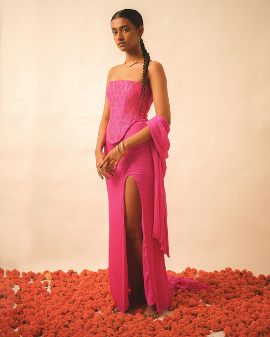 Falak I Silk Brocade Tube Corset