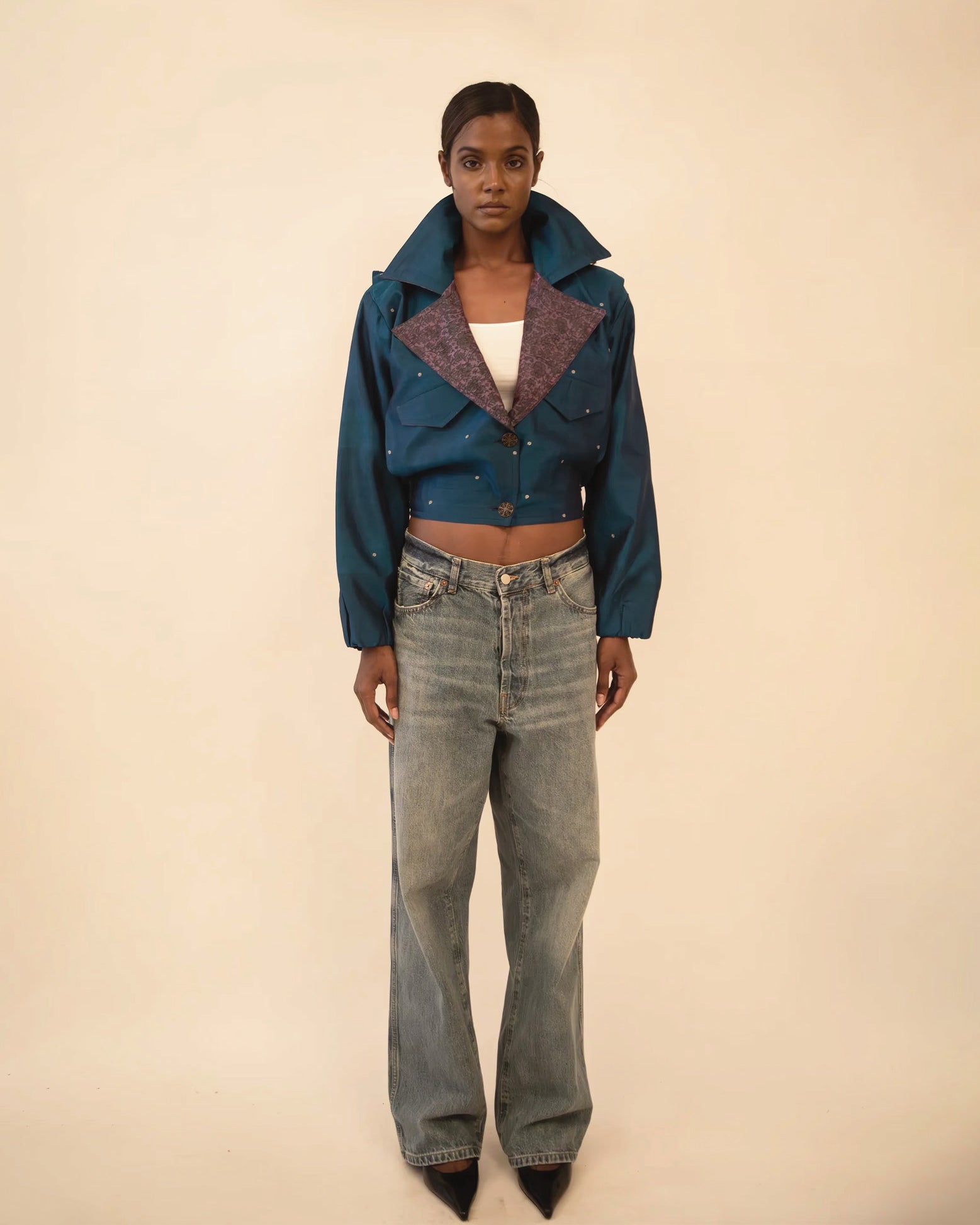 AMBR IV | Cropped Brocade Bomber