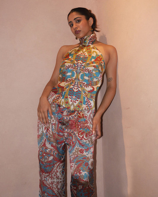 Apsara High-Neck Backless Top