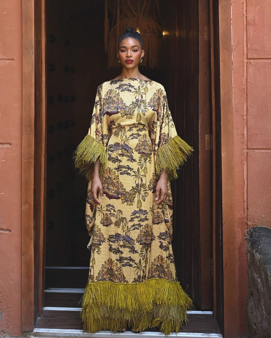 Abeni Kaftan with Invisible Belt - Mustard