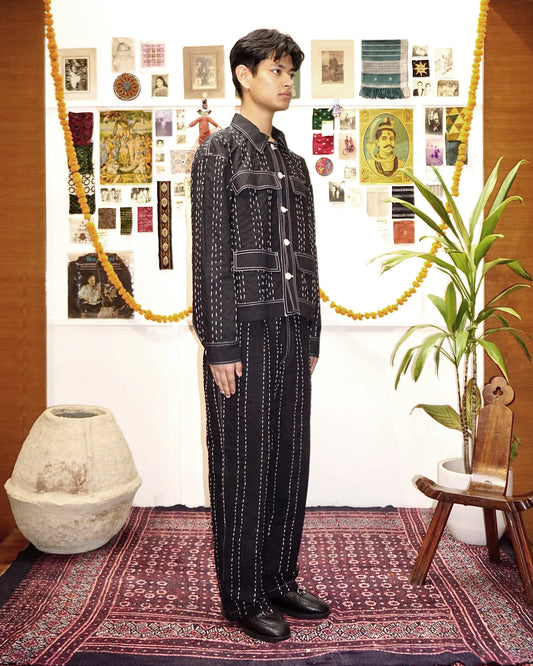 Black Kantha Trousers