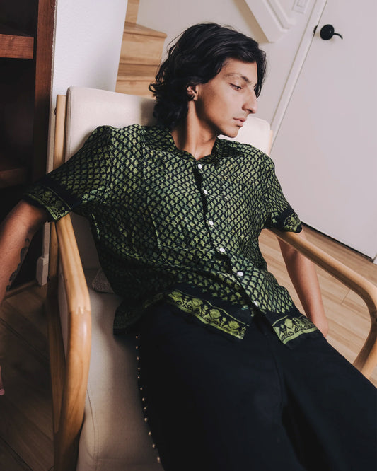 'Laung' Ajrakh Silk Shirt