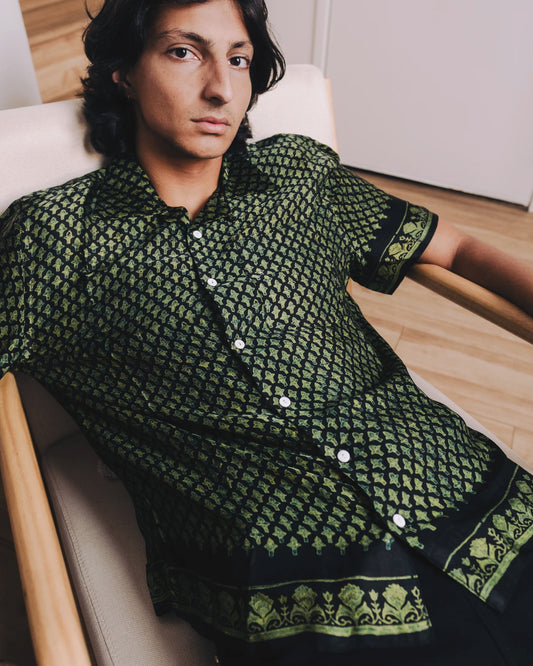 'Laung' Ajrakh Silk Shirt