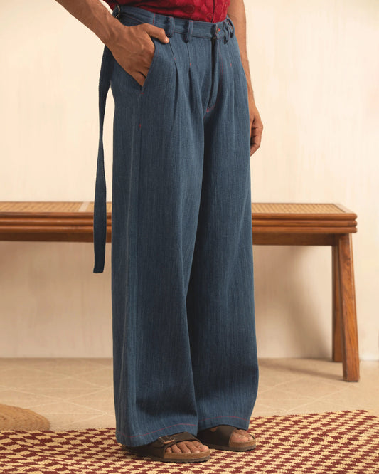 Indigo Box-Pleat Denim