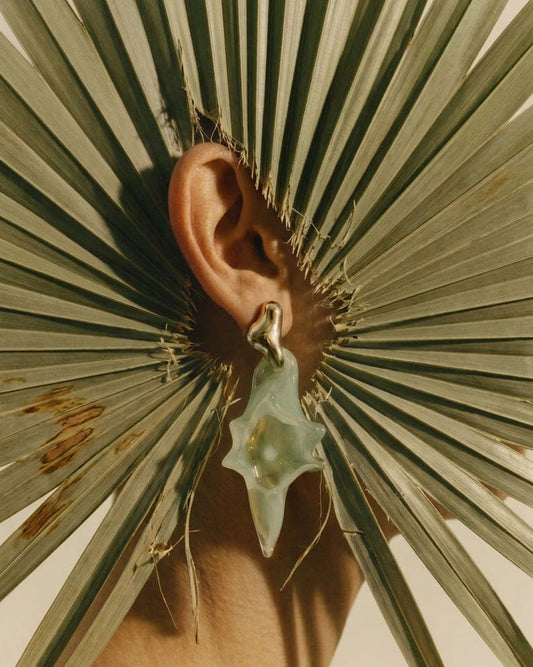 Sofia glass earrings in pistachio