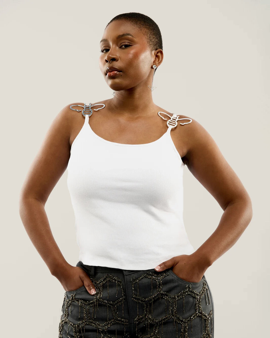 Bee Plain Tank (White)