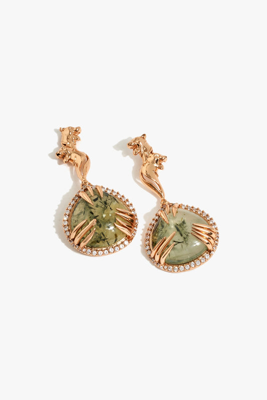 LA Leopard Claw Drop Earrings in Prehnite
