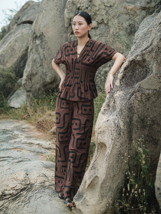 Handwoven Sailor Flared Pants - Tribal Printed